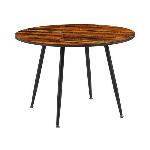 Scandi - Ensemble Repas Table Ronde + 4 Chaises Velours - Naturel