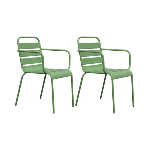 Baca - Lot De 2 Chaises De Jardin En Métal Avec Accoudoirs - Vert