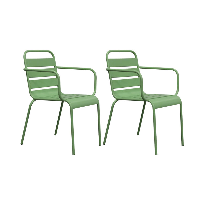 Baca - Lot De 2 Chaises De Jardin En Métal Avec Accoudoirs - Vert