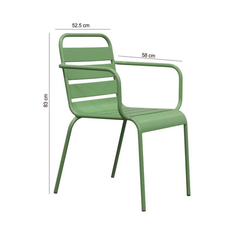 Baca - Lot De 2 Chaises De Jardin En Métal Avec Accoudoirs - Vert