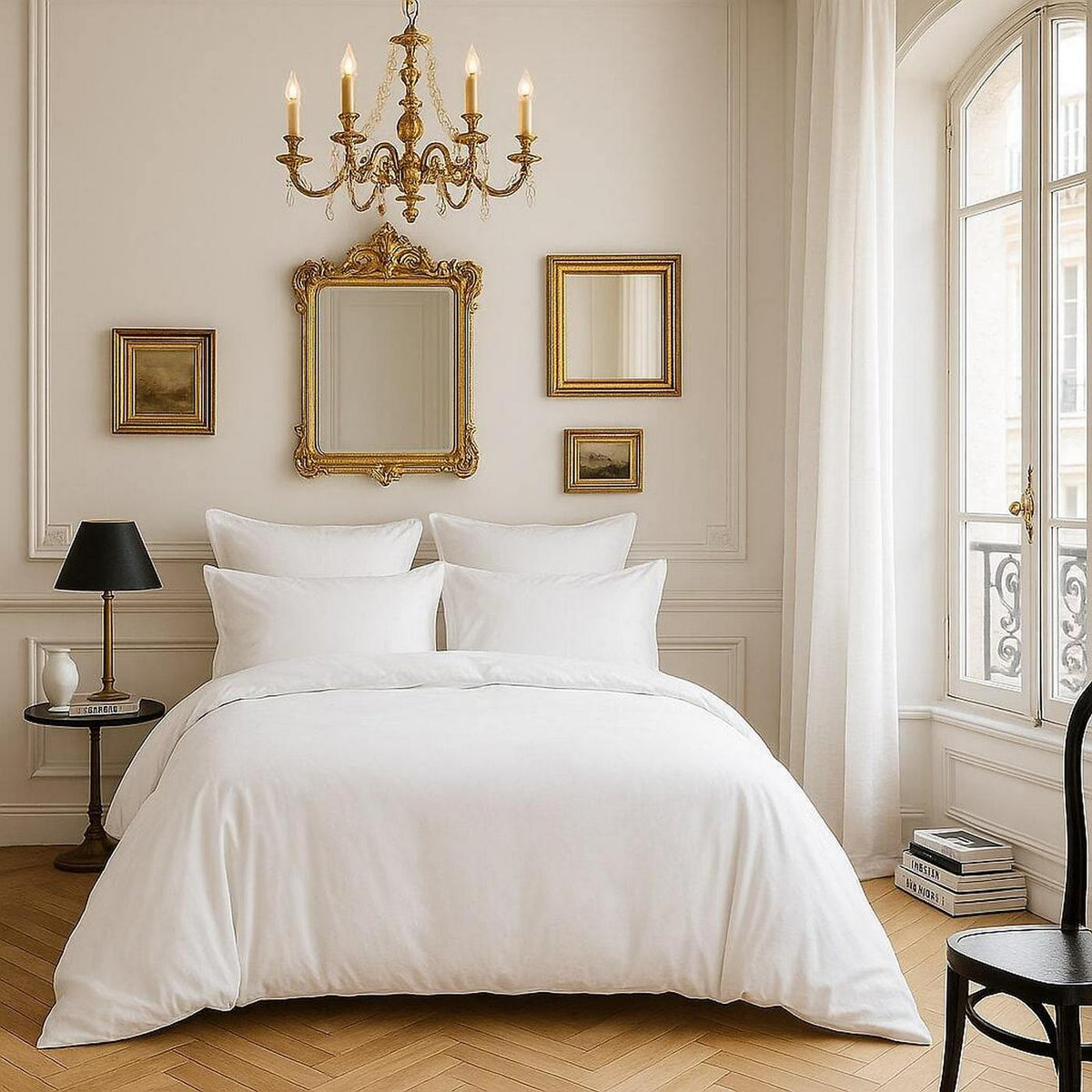 Desir - Housse De Couette - 100% Satin De Coton Lavé - Blanc