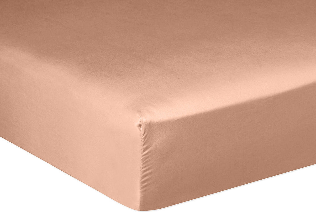 Fitted Sheet - 100% Washed Cotton Sateen 105 Threads - Nude