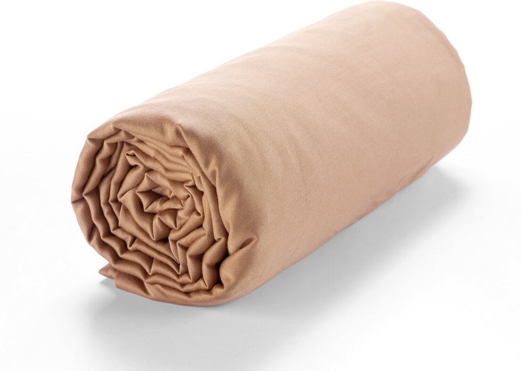 Fitted Sheet - 100% Washed Cotton Sateen 105 Threads - Nude