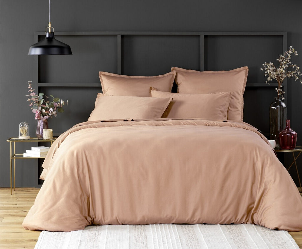 Fitted Sheet - 100% Washed Cotton Sateen 105 Threads - Nude