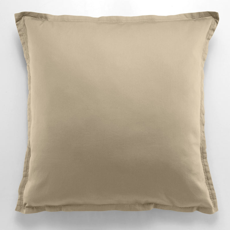 Taie D'Oreiller - 100% Satin De Coton Lavé 105 Fils - Beige