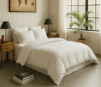 Elegance - Housse De Couette - 100% Percale De Coton Lavé - Blanc Nuage