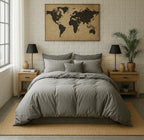 Elegance - Taie D'Oreiller - 100% Percale De Coton Lavé - Gris Perle