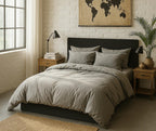 Elegance - Taie D'Oreiller - 100% Percale De Coton Lavé - Gris Perle