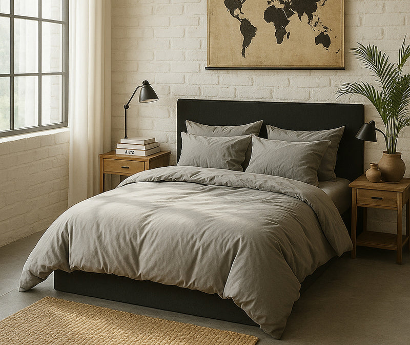 Taie D'Oreiller - 100% Percale De Coton Lavé 80 Fils - Gris Perle