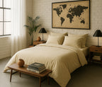 Elegance - Housse De Couette - 100% Percale De Coton Lavé - Ecru Naturel