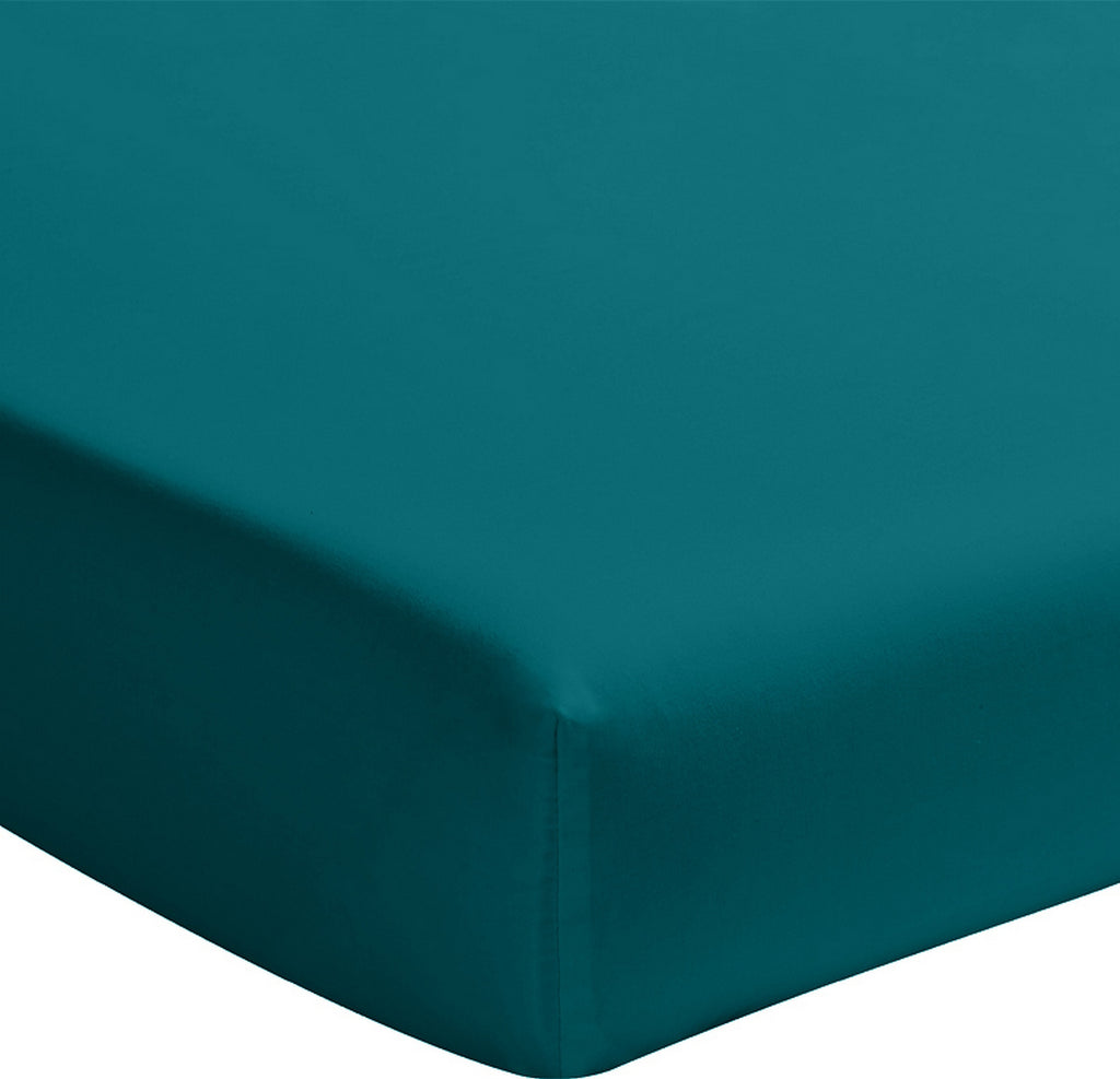 Fitted Sheet - 100% Washed Cotton Percale 80 Threads - Teal