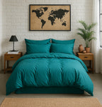 Fitted Sheet - 100% Washed Cotton Percale 80 Threads - Teal