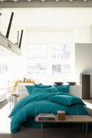 Housse De Couette - 100% Percale De Coton Lavé - 80 Fils - Bleu Canard