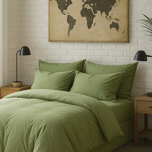 Taie D'Oreiller - 100% Percale De Coton Lavé 80 Fils - Vert D'Eau