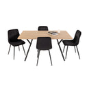 Velvet - Ensemble Repas Table + 4 Chaises En Velours - Naturel