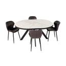 Velvet - Ensemble Table Ovale Céramique + 4 Chaises En Velours - Marbre Blanc