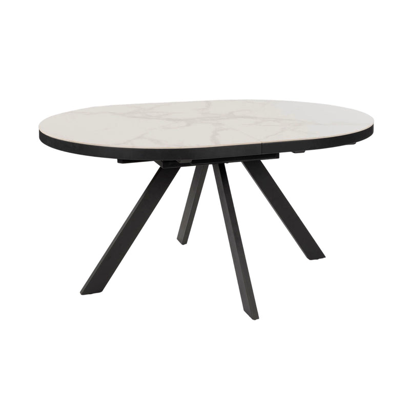Velvet - Ensemble Table Ovale Céramique + 4 Chaises En Velours - Marbre Blanc