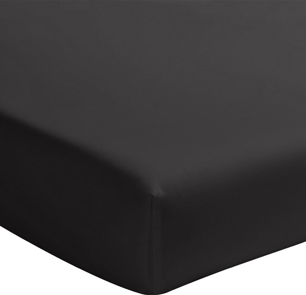 Fitted Sheet - 100% Washed Cotton Percale 200 Thread Count - Midnight Black