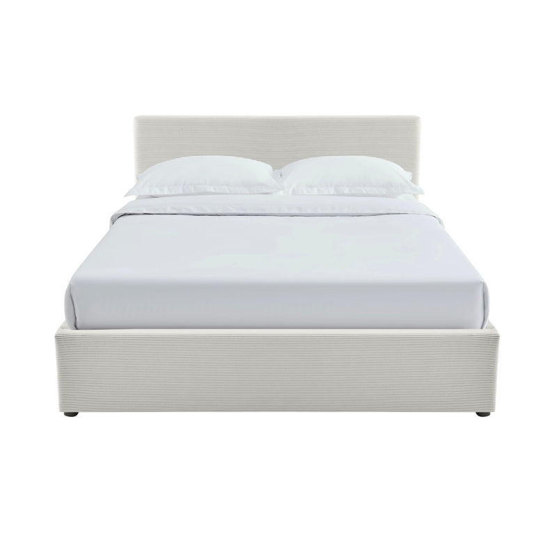 Tinali - Lit Coffre En Velours Côtelé + Sommier À Lattes - Beige