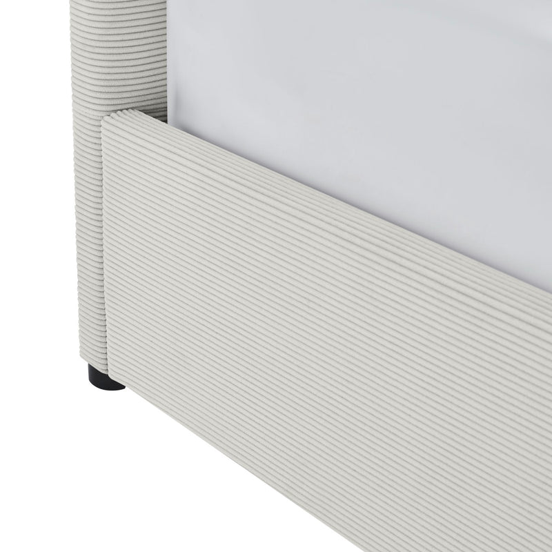 Tinali - Lit Coffre En Velours Côtelé + Sommier À Lattes - Beige