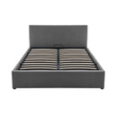 Tinali - Lit Coffre En Velours Côtelé + Sommier À Lattes - Gris