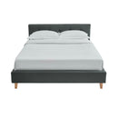Mileno - Lit Avec Tête De Lit En Tissu Et Pieds Bois - Anthracite