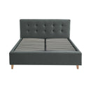 Mileno - Lit Avec Tête De Lit En Tissu Et Pieds Bois - Anthracite