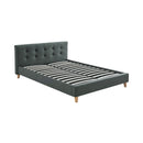 Mileno - Lit Avec Tête De Lit En Tissu Et Pieds Bois - Anthracite