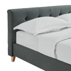 Mileno - Cama Con Cabecero De Tela Y Patas De Madera - Antracita