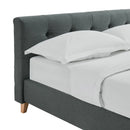 Mileno - Lit Avec Tête De Lit En Tissu Et Pieds Bois - Anthracite