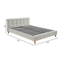 Mileno - Lit Avec Tête De Lit En Tissu Et Pieds Bois - Beige