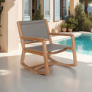 Gardena - Rocking Chair En Textilène Et Teck Massif - Gris