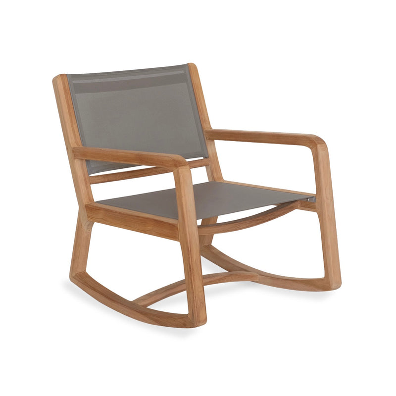 Gardena - Rocking Chair En Textilène Et Teck Massif - Gris
