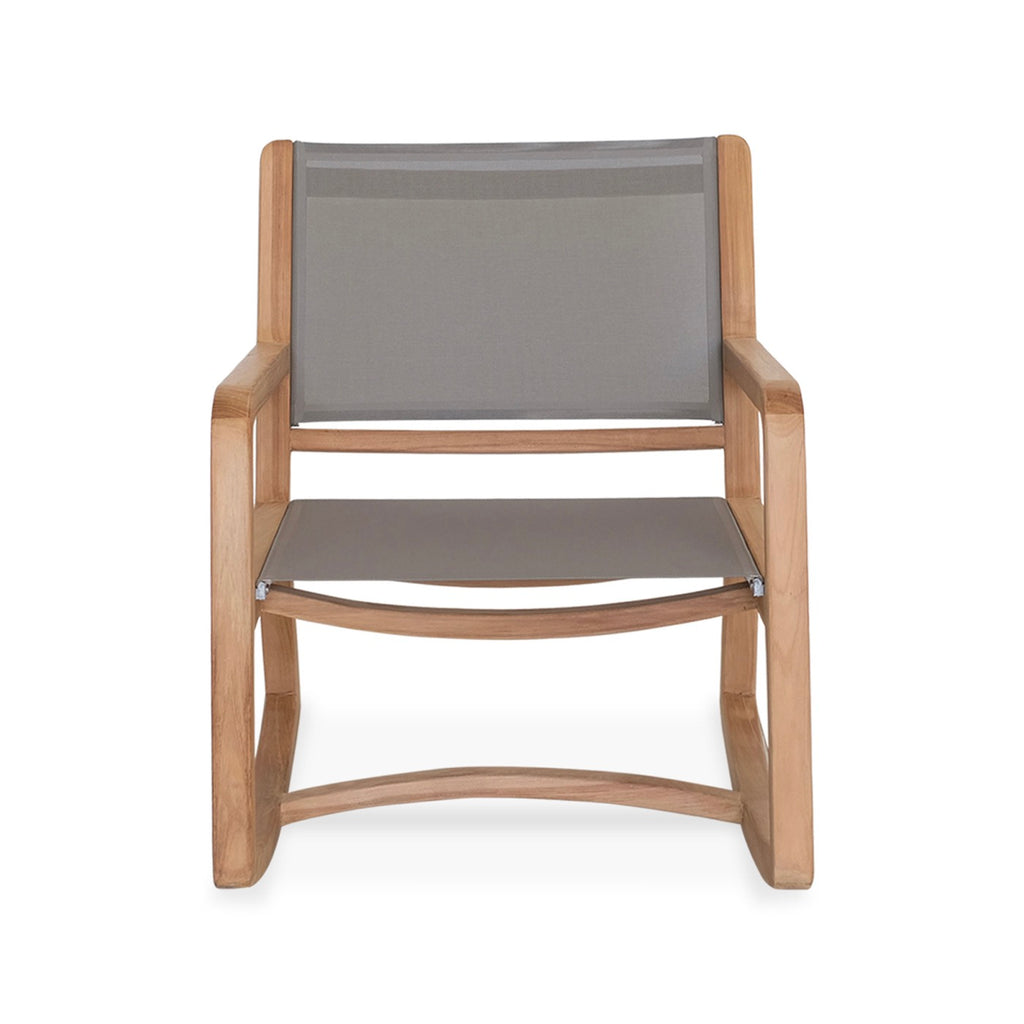Gardena - Rocking Chair En Textilène Et Teck Massif - Gris