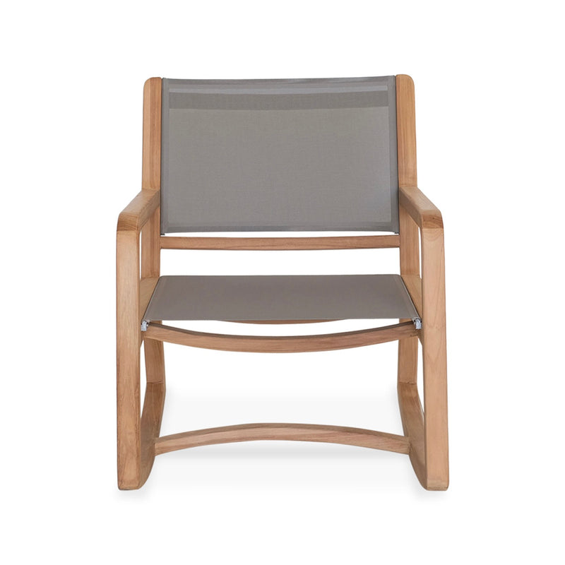Gardena - Rocking Chair En Textilène Et Teck Massif - Gris