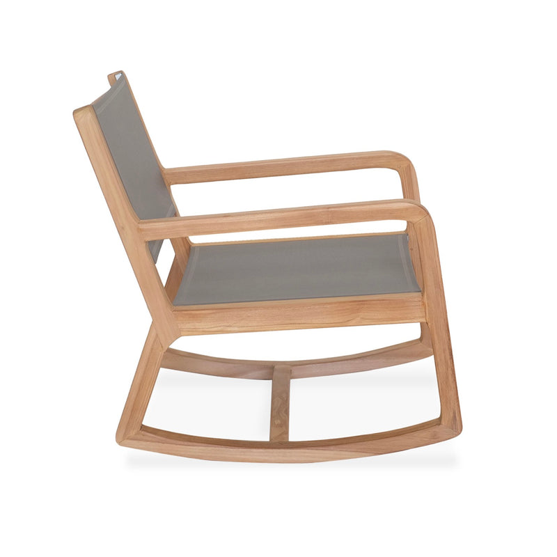 Gardena - Rocking Chair En Textilène Et Teck Massif - Gris