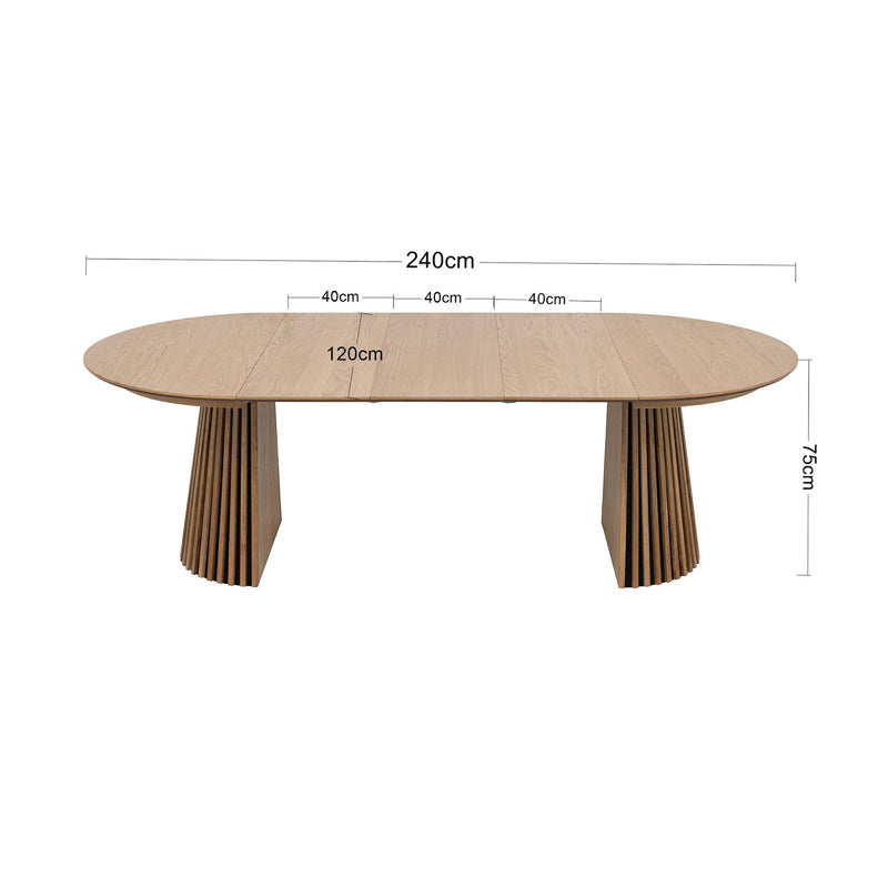 Constance - Table À Manger Ronde Extensible - Chêne
