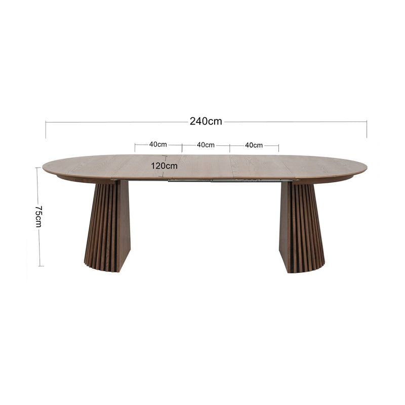 Constance - Table À Manger Ronde Extensible - Chêne Brun