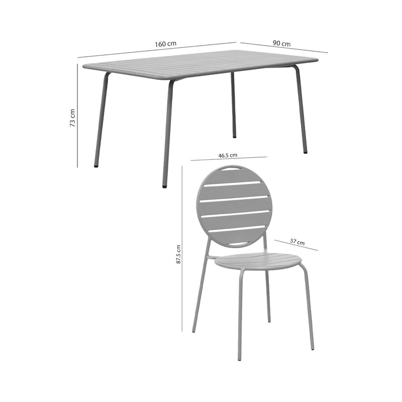 Baca - Ensemble Table De Jardin + 4 Chaises Rondes En Métal - Terracotta
