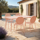 Baca - Ensemble Table De Jardin + 4 Chaises Rondes En Métal - Terracotta