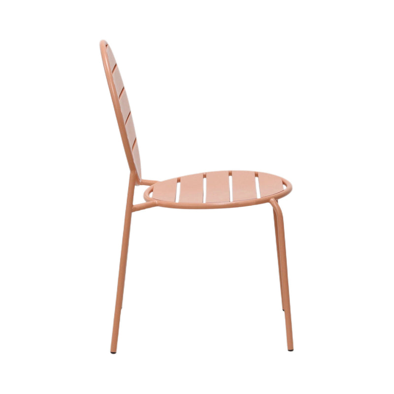Baca - Ensemble Table De Jardin + 4 Chaises Rondes En Métal - Terracotta