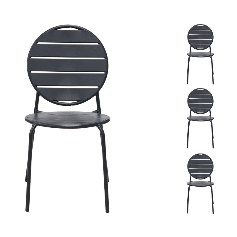 Baca - Table + 4 Chaises + 2 Fauteuils Ronds En Métal - Gris
