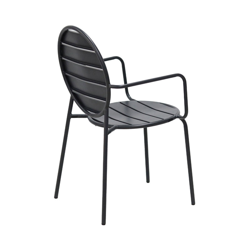 Baca - Table + 4 Chaises + 2 Fauteuils Ronds En Métal - Gris