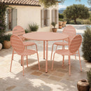 Baca - Ensemble Table + 4 Chaises Rondes En Métal - Terracotta