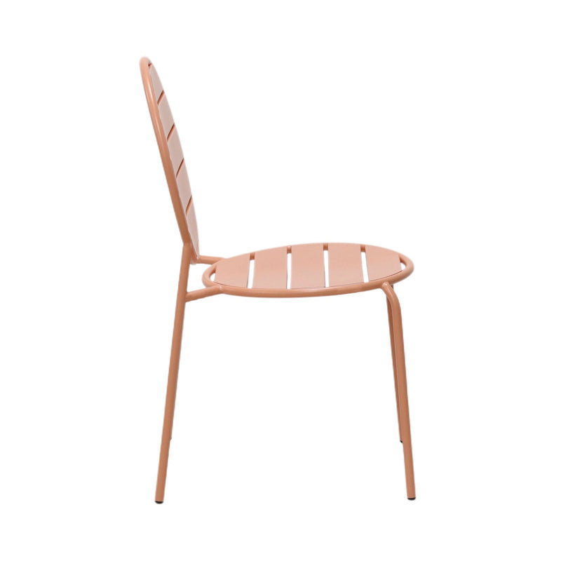 Baca - Ensemble Table + 4 Chaises Rondes En Métal - Terracotta