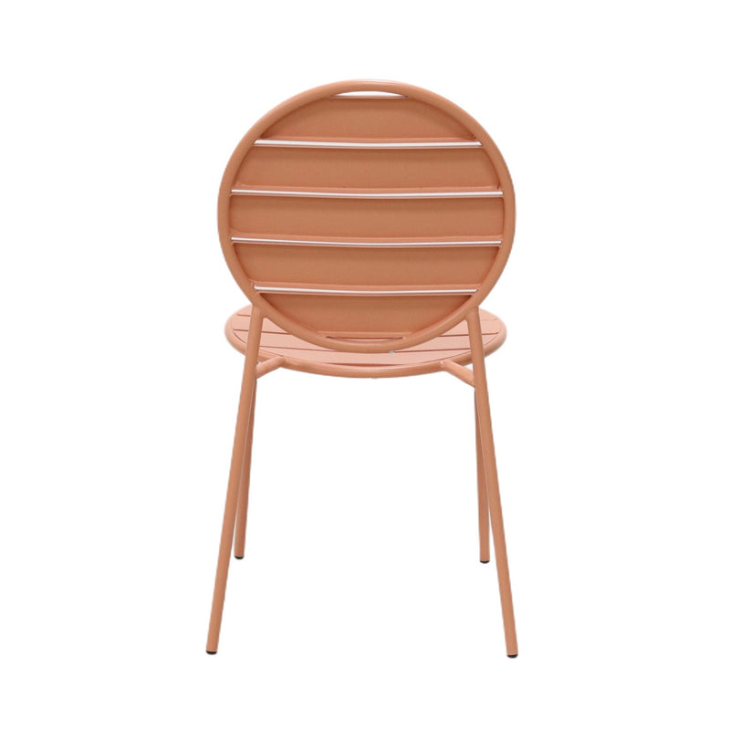 Baca - Ensemble Table + 4 Chaises Rondes En Métal - Terracotta