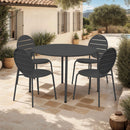 Baca - Ensemble Table + 4 Chaises Rondes En Métal - Gris