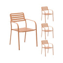 Baca - Table De Jardin + 4 Fauteuils Empilables En Métal - Terracotta