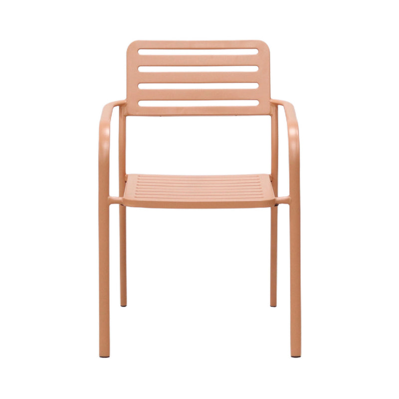 Baca - Table De Jardin + 4 Fauteuils Empilables En Métal - Terracotta