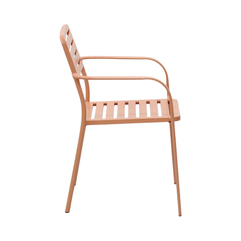 Baca - Table De Jardin + 4 Fauteuils Empilables En Métal - Terracotta